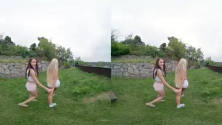 Blonde and Brunette Europeans Share a Cock in VR Threesome