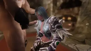 Cosplay Night Elf Gives Outdoor Blowjob to Secret Lover