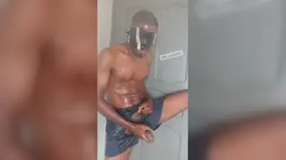 Ebony Hunk Strokes Massive Cock to Creampie Release