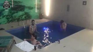 Latina Friends Share a Threesome in a Hotel Pool