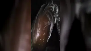 Black Stud Strokes His Big Cock in the Shower