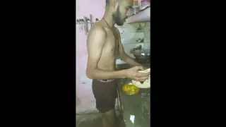 Asian Indian Mature Man Services Teen in Kitchen