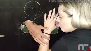 Tattooed Brunette Services BBC At Gloryhole