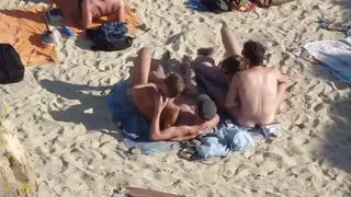 Group of Men Share Blowjobs and Handjobs on Beach