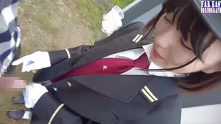 Japanese Teen in Uniform Takes Creampie Outdoors