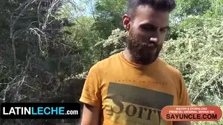 Bearded Latino Bear Takes Stranger Raw on Outdoor Balcony