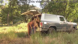 Voluptuous Asian MILF Takes Anal Outdoors in Lingerie