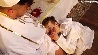 Dominant Older Man Barebacks Twink In Religious Roleplay