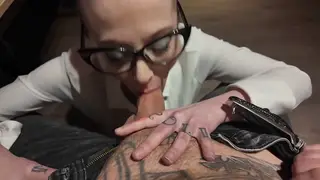 European MILF Deepthroats at Desk for Facial