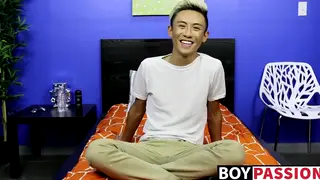 Asian Twink Strokes Uncut Cock to Cumshot