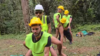 Office Crew and Boss Share a Bareback Orgy on Break