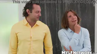 Voluptuous MILF Boss Commands Threesome At Desk