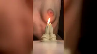 European Teen Plays With Candle Fire on Webcam