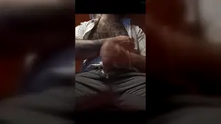 Hairy Latino Daddy Strokes His Pierced Cock to a Huge Facial
