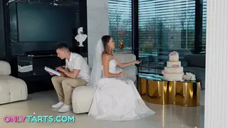 Blonde Bride in Wedding Cosplay Cheats with Stepbrother