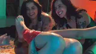 Blonde, Brunette and Redhead Latina Submit to Femdom Foot Worship