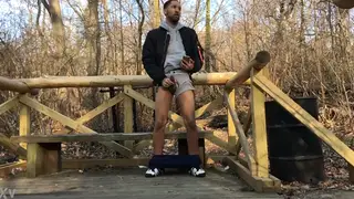 Guy Strokes Himself to a Messy Finish Outdoors