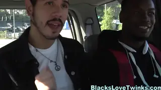 Muscular Hunk Services Black Cock in Trio