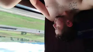 Blonde Stranger Dominates Tour Bus Threesome With Feet Play