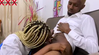 Ebony Teen Performs for Senior Prefect at Desk