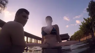 Blonde Asian Amateur Shows Pierced Body Outdoors