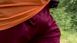 Black Muscle Stud Cruises Woods for Public Play