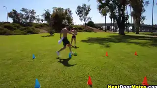 Muscular Jocks Trade Deep Throat and Bareback in Gym