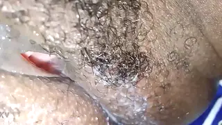 Hairy Brunette Wife Takes Creampie from Roommate