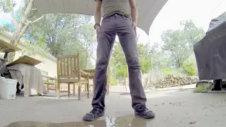 Muscular Hunk Strokes His Cock Until He Pisses