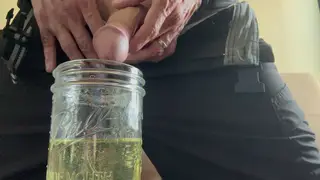 Mature Man Enjoys Pissing and Handjob in POV