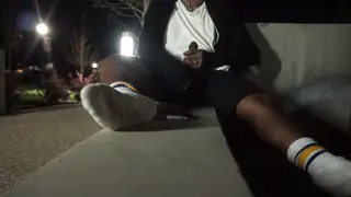 BBC Stud Shows Off Feet Outdoors in Public Display