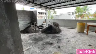 Blonde Couple Gets Rough on Construction Site