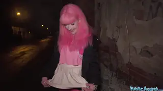 Pink-Haired Stranger Freed from Chastity Belt for Outdoor Creampie