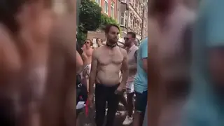 Guy Pisses at a Public Toilet in the Open Air