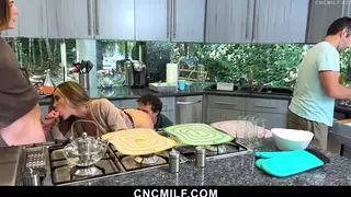 Brunette MILF Services Multiple Men in Freeuse Orgy