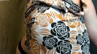 BBW Shows Off Massive Natural Tits Glistening with Oil