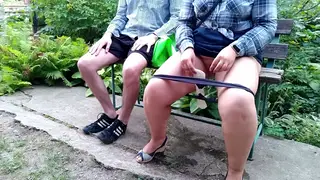 Voluptuous BBW Stepmom Pisses Outdoors With Stepson