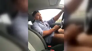 Latino Guy Strokes Himself in a Parked Car