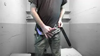 European Daddy Finishes on His Uncut Cock in a Public Bathroom