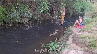 Blonde Stranger Rides Cock Beside Rushing Waterfall