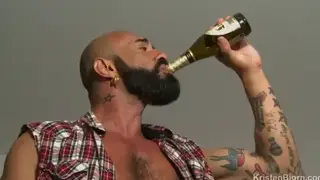 Hairy European Bears Gangbang Muscular Latino in Bareback Orgy
