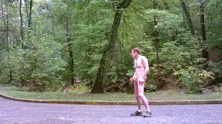 Mature Daddy Rides Anal Beads on a Public Trail