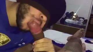 Brazilian Latino Delivers a Sloppy Blowjob