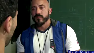 Mature Bear Coach Rims Jock Before Blowing His Load