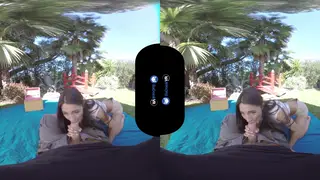 Brunette Rides Outdoors in Immersive VR Picnic