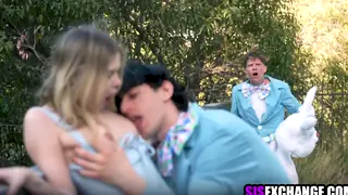 Petite Stepsisters Swap Partners in a Holiday Foursome