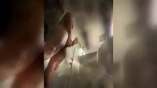 Latino Twink Jerks Off in a Public Bathroom