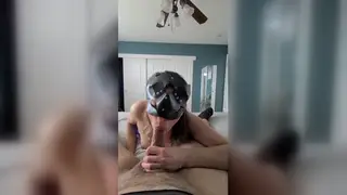 Masked Latina MILF Deepthroats Husband in Lingerie