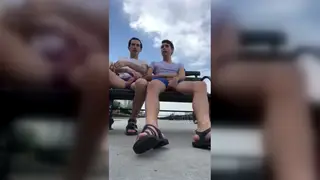 Couple Shares a Slow Handjob Under Open Sky