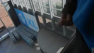 Japanese Amateur Strokes Hard Cock at Supermarket Parking Window